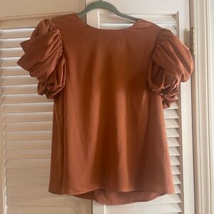 //NWT// Ruffle shoulder blouse
